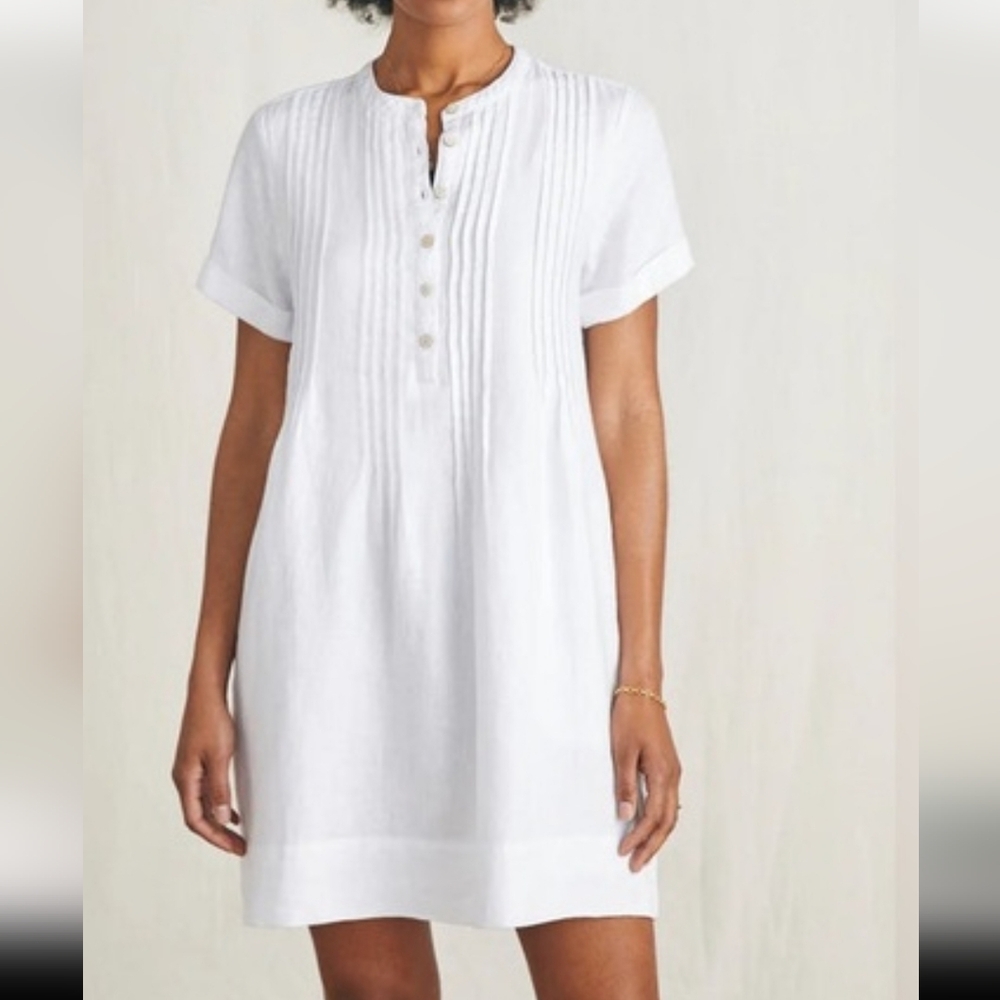 Faherty White Linen Mini Dresss Gemina Coastal Beach XS